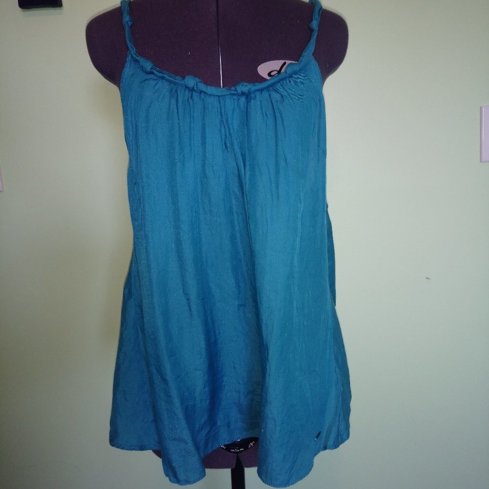 Guess Silk-blend Turquoise Teal Open Back tank